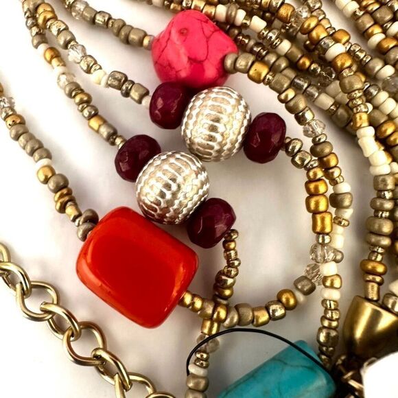 Chico’s double strand gold tone long beaded necklace NWT - Picture 3 of 10